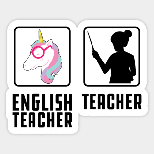 English Teacher Unicorn Sticker